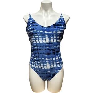 Aerie Side Cut Out One-Piece Swimsuit Blue White XL